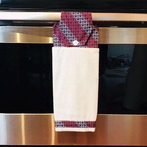 Hanging Kitchen Towel: Patriotic Stars Red White Blue Topper, Button Closure